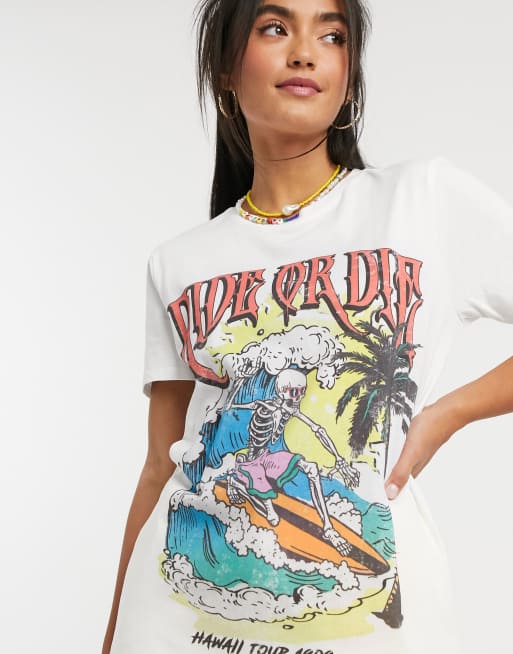 ASOS DESIGN t shirt with surfing skeleton ASOS