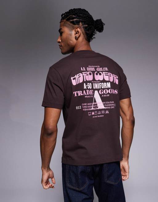 ASOS DESIGN T-shirt with text graphic in brown