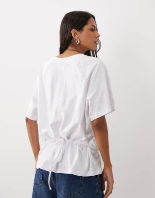 Asos Design T-shirt With Ties Waist Detail White
