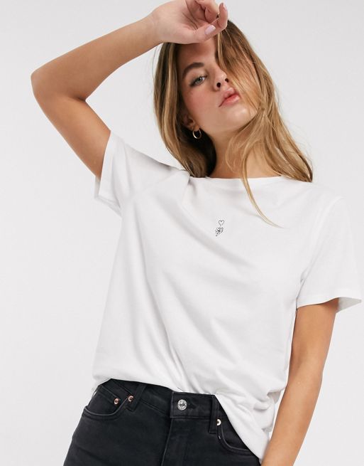 ASOS DESIGN t-shirt with tiny sketchy flower in organic cotton | ASOS