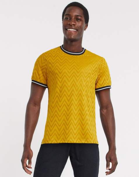 ASOS DESIGN t-shirt with tipping in chevron yellow jersey