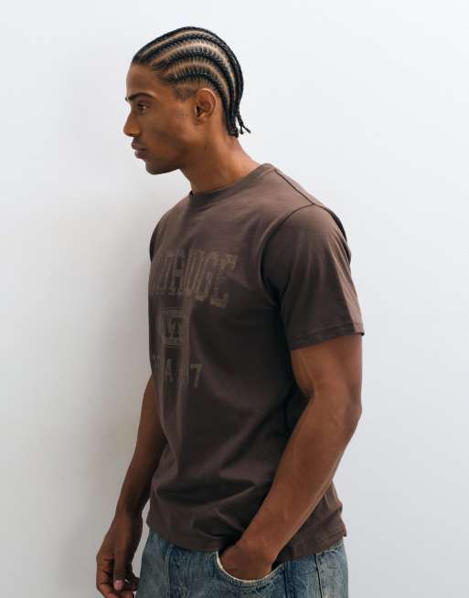 ASOS DESIGN t-shirt with tonal Eldridge graphic in brown, 4 of 5