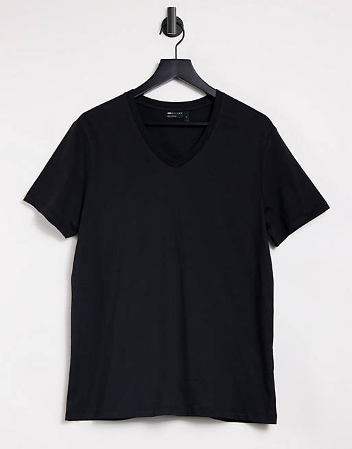 ASOS DESIGN t-shirt with v neck in black | ASOS