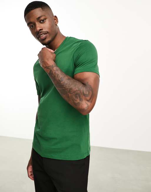 ASOS DESIGN t-shirt with v neck in green | ASOS