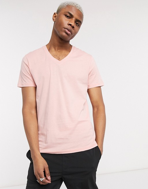 ASOS DESIGN t-shirt with v neck in pink