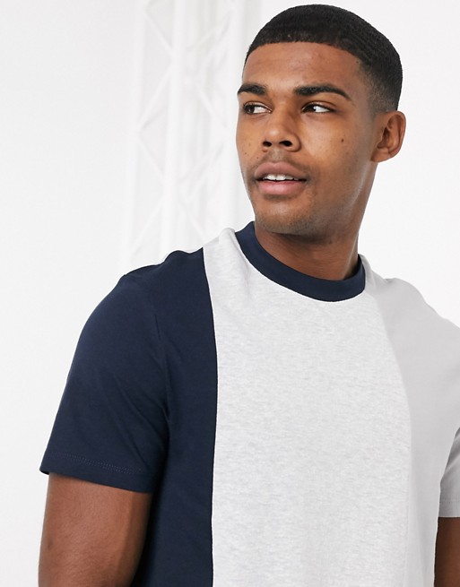 ASOS DESIGN t-shirt with vertical colourblock in interest fabric