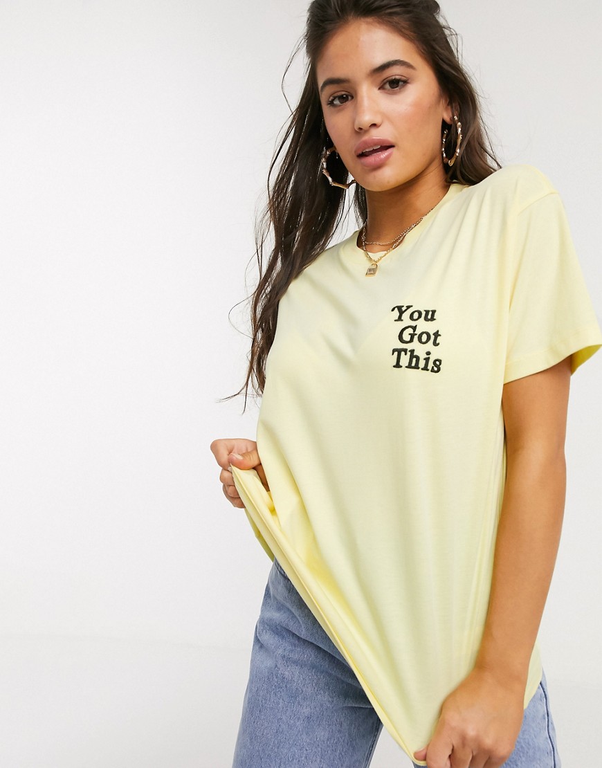 ASOS DESIGN t-shirt with you got this in washed yellow