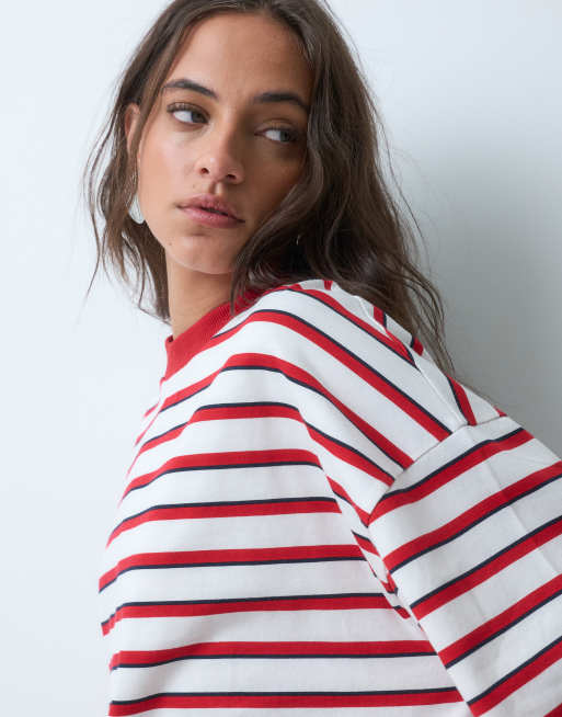 ASOS DESIGN t-shirt z długim rękawem w czerwone paski, 3 z 5