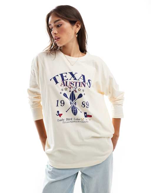 ASOS DESIGN – T-shirt z długimi rękawami i grafiką z motywem wioseł i napisem „Austin Texas”