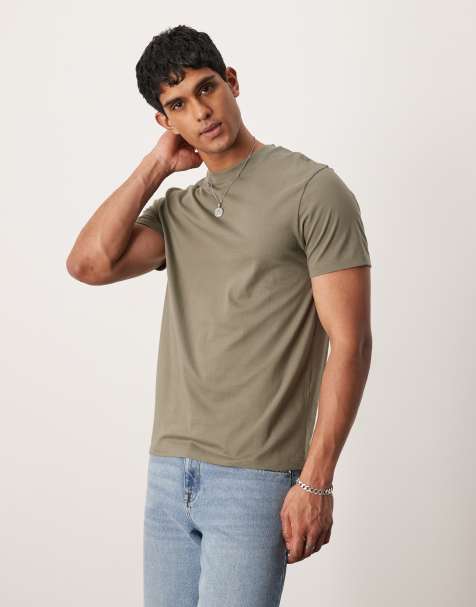ASOS DESIGN – T-shirt z okrągłym dekoltem, w kolorze khaki - view 1