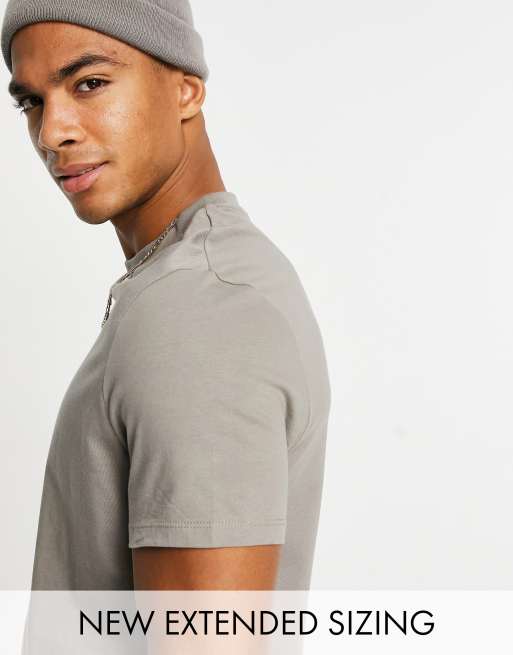 ASOS DESIGN – T-shirt z okrągłym dekoltem w neutralnym kolorze – BEIGE