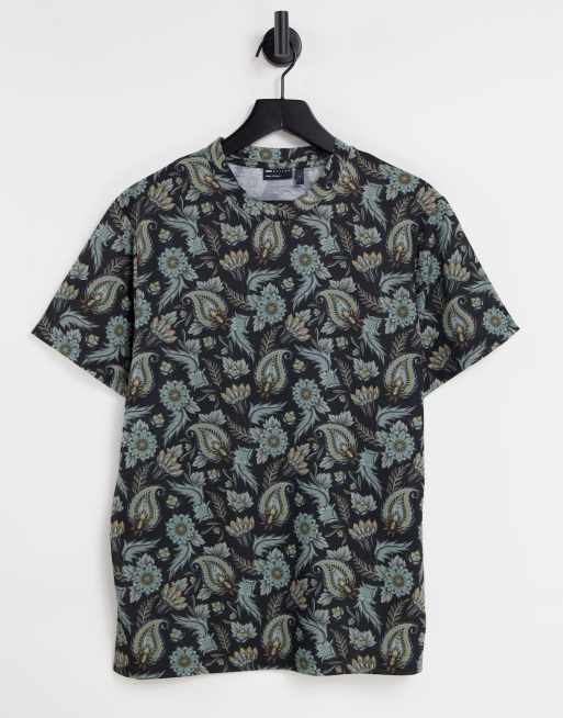 ASOS DESIGN – T-shirt ze wzorem paisley na całej powierzchni