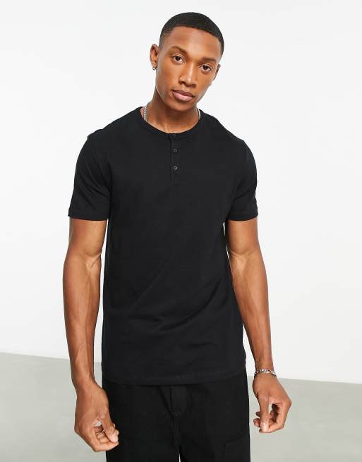ASOS DESIGN - T-shirt zonder kraag in zwart