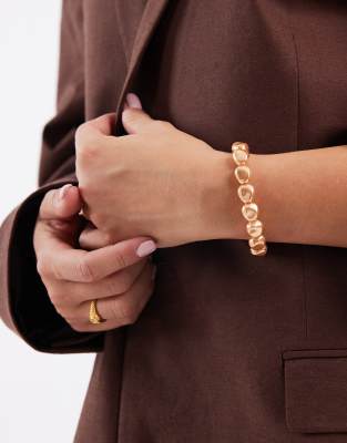 ASOS DESIGN - T-Steg-Armband in Goldoptik mit Kunstperlen-Detail-Goldfarben