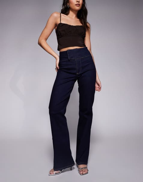 ASOS DESIGN tab detail jean in rinse
