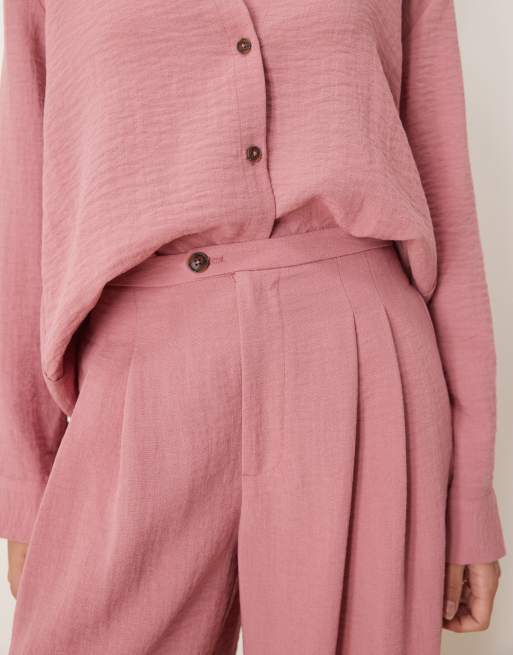 ASOS DESIGN tab detail tapered trousers co-ord in dusty pink , 3 of 4