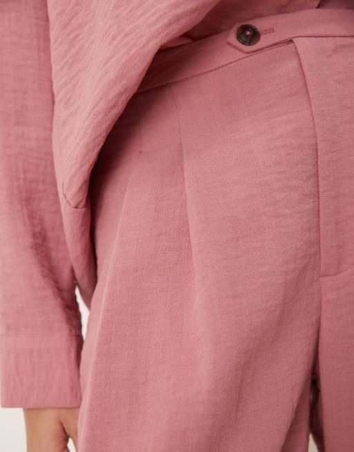 ASOS DESIGN tab detail tapered trousers co-ord in dusty pink , 4 of 4