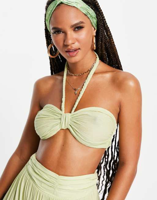 ASOS DESIGN – Tab – Gulgrön strandtopp i bandeaustil, del av set, 3 av 4