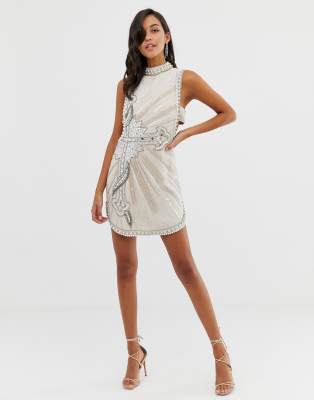 asos white embellished dress