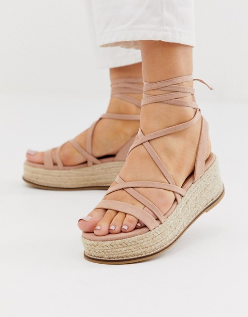 ASOS DESIGN Tabby flatform sandals in beige | ASOS