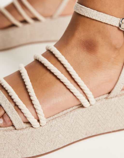 ASOS DESIGN Tabi rope detail flatforms in natural