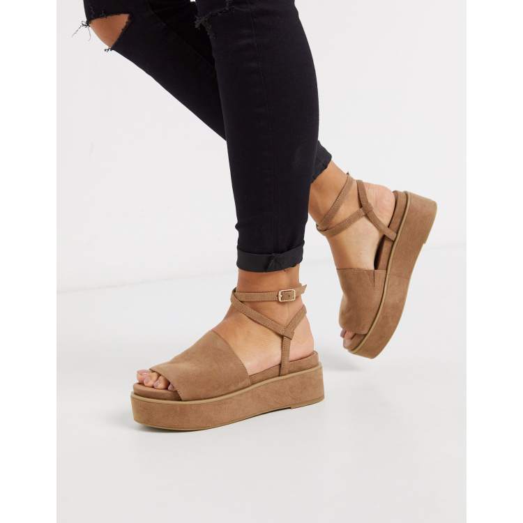 ASOS DESIGN Tabitha chunky flatform sandals in beige