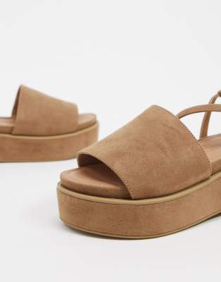 asos design tabitha chunky flatform sandals in black
