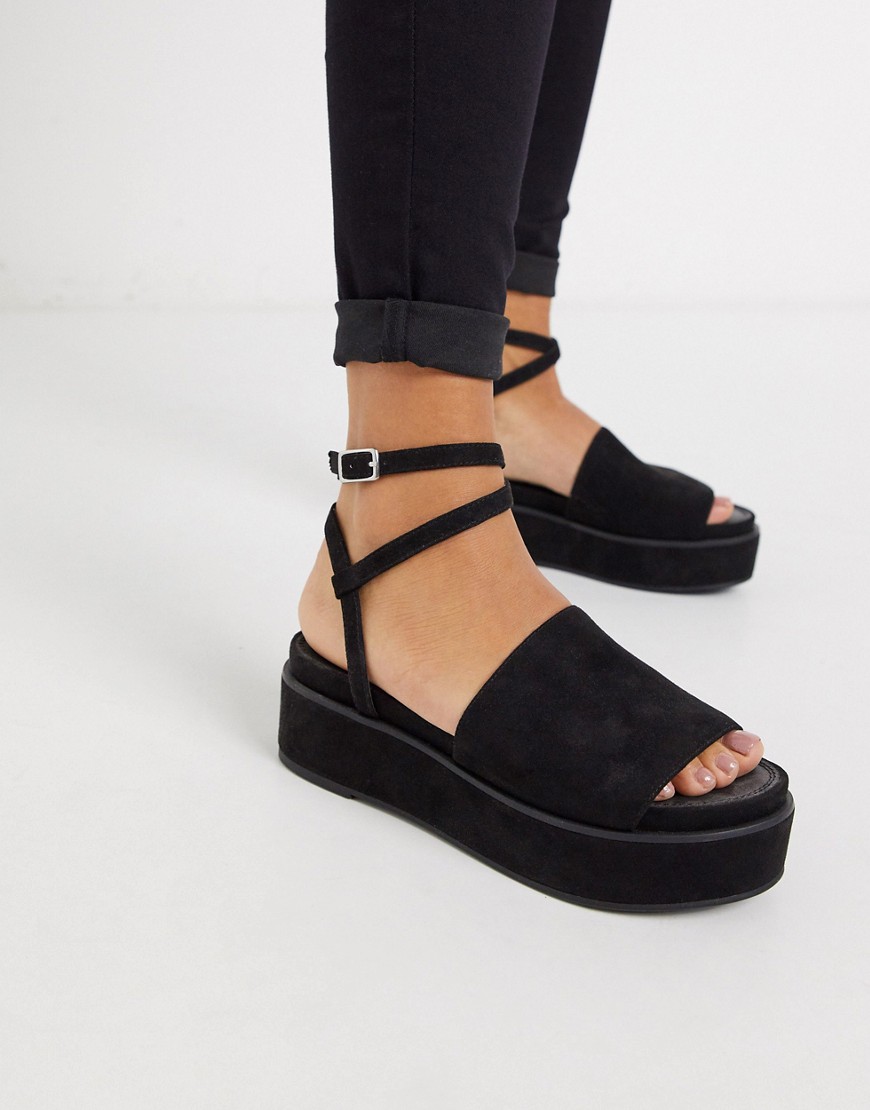 ASOS DESIGN Tabitha chunky flatform sandals in black
