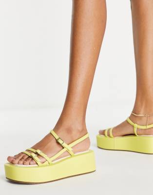 yellow 2 strap sandals