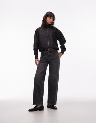 Asos Design Taffeta High Neck Windbreaker In Black