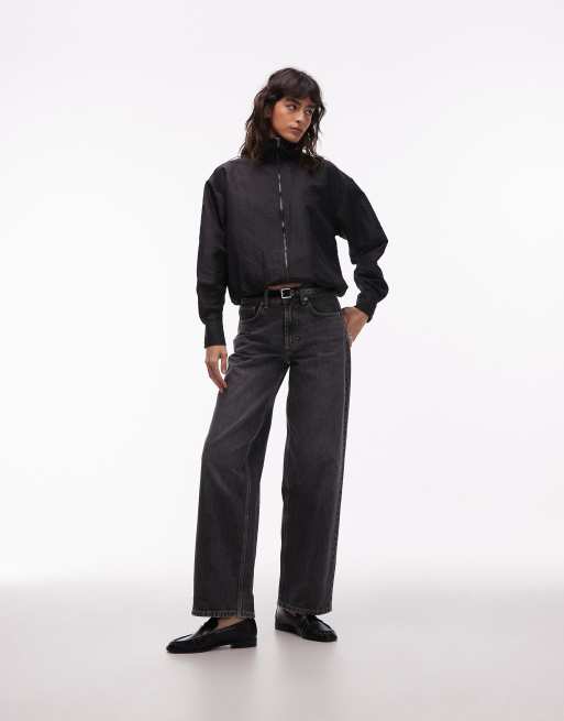 ASOS DESIGN taffeta high neck windbreaker in black, 2 of 4
