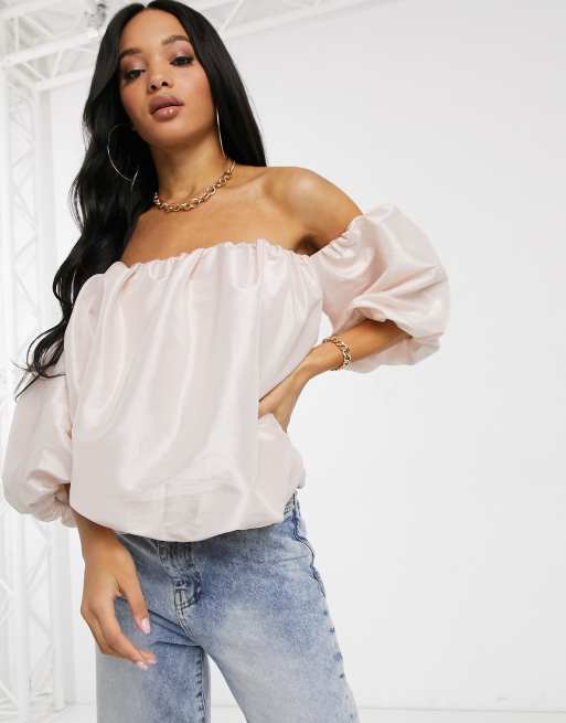 Off the shoulder bubble sleeve top new arrivals