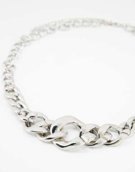 ASOS DESIGN - Taille- en heupriem met grove gedraaide schakels aan de voorkant in zilver