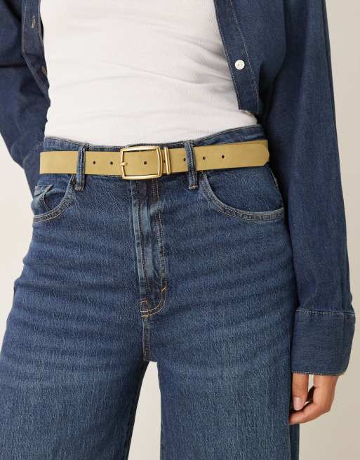 ASOS DESIGN – Taillen- und Hüftgürtel aus Wildlederimitat in Olivgrün mit eckiger Schnalle, 3 von 3
