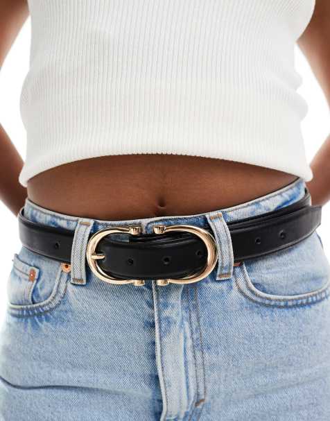 ASOS DESIGN – Taillen- und Hüftgürtel für Jeans mit doppelter halbmondförmiger Schnalle - view 1