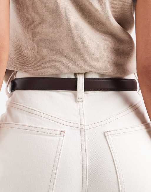 ASOS DESIGN – Taillen- und Hüftgürtel in Schokobraun mit eckiger Schnalle, 2 von 3