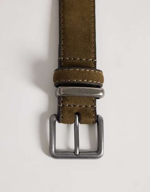 ASOS DESIGN Taillen- und Hüftgürtel mit eckiger Schnalle in Khaki, 3 von 3