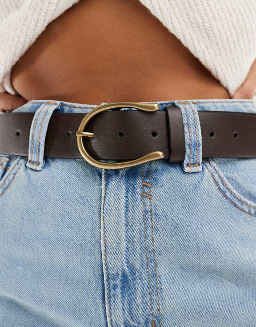 ASOS DESIGN – Taillen- und Hüftjeansgürtel in Braun mit halbmondförmiger Schnalle, 3 von 3
