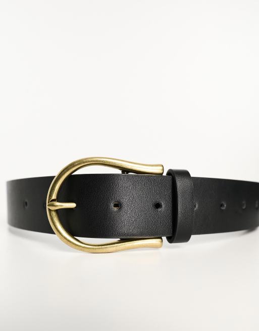 ASOS DESIGN – Taillen- und Hüftjeansgürtel in Schwarz mit halbmondförmiger Schnalle , 2 von 4