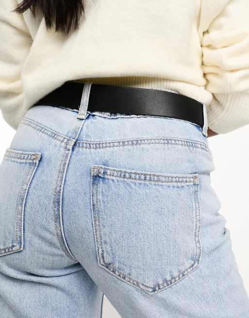 ASOS DESIGN – Taillen- und Hüftjeansgürtel in Schwarz mit halbmondförmiger Schnalle , 3 von 4