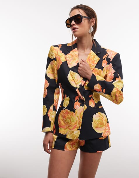 ASOS DESIGN - Tailleur avec blazer à épaules marquées - Fleuri vif - view 1