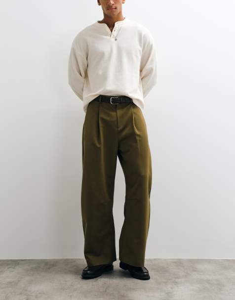 ASOS DESIGN taillierte Barrel-Hose in Olivgrün - view 1