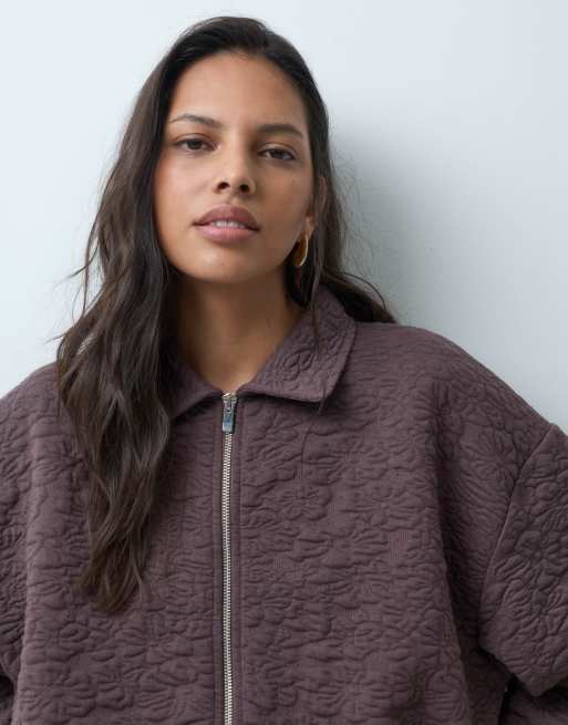 ASOS DESIGN taillierte Jacquard-Jacke in Braun, 3 von 5