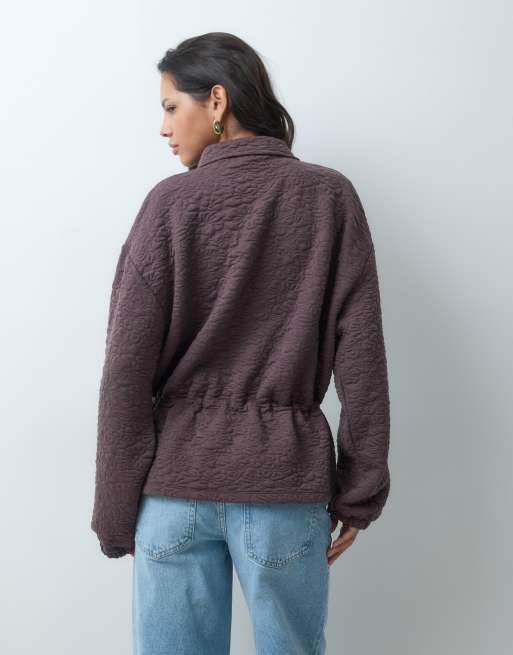 ASOS DESIGN taillierte Jacquard-Jacke in Braun, 4 von 5