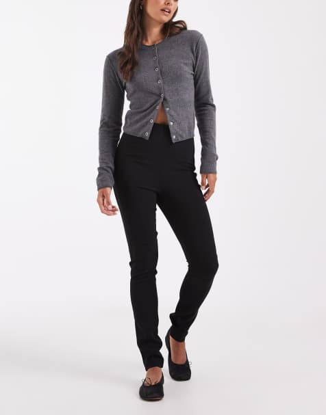 ASOS DESIGN taillierte Legging mit Reißverschluss am Knöchel in Schwarz - view 1