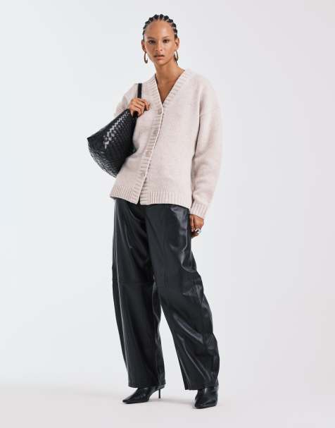 ASOS DESIGN – Taillierte Longline-Strickjacke aus Lammwolle in Weiß - view 1