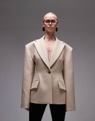 ASOS DESIGN - Taillierter Blazer Camel-Neutral