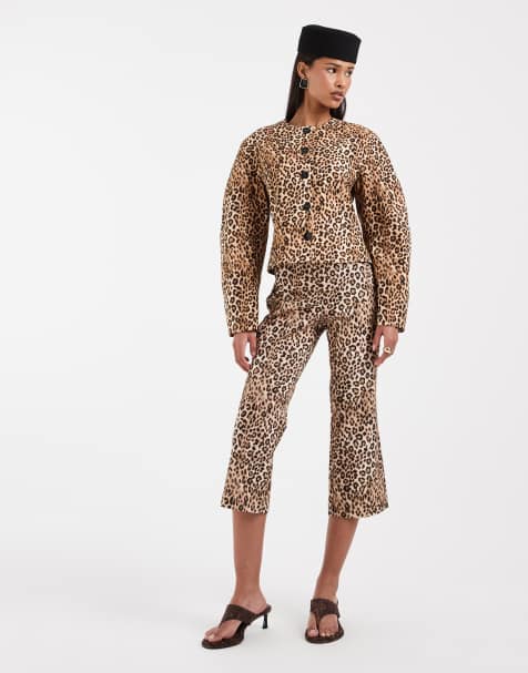 ASOS DESIGN – Taillierter Cropped-Blazer mit Leopardenmuster, Kombiteil - view 1