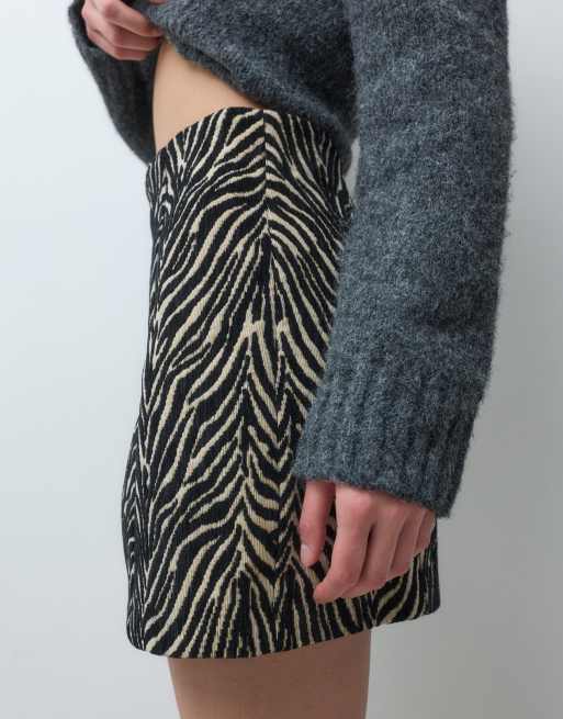ASOS DESIGN taillierter Minirock mit Zebra-Jacquard, 2 von 5