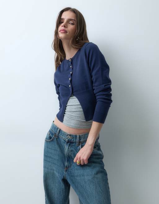 ASOS DESIGN taillierter Strick-Cardigan mit Knopfdetails in Marineblau, 3 von 4